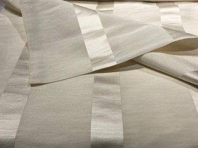 linen fabric natural white with satin stripes 4&quot; wide [17651]