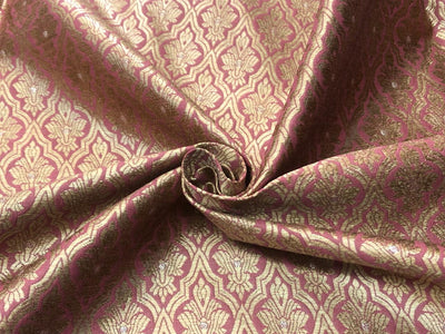 Silk Brocade fabric with subtle gold metallic jacquard motifs44" wide available in 4 colors rosy brown ,rust, bottle green and purple BRO1104