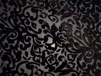 Black Devore Polyester Viscose Burnout Velvet fabric 44" wide [9850]