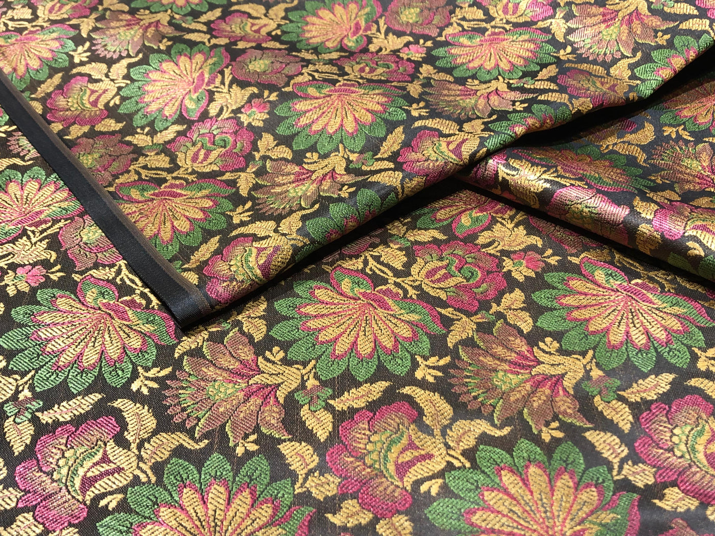 Silk Brocade fabric floral  jacquard available in 2 colors brown and royal blue  BRO1023[1/2]