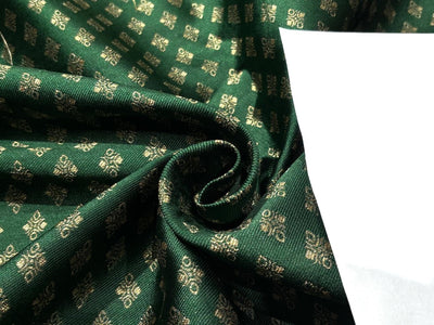 Silk Brocade fabric  EMERALD GREEN with gold motif  Jacquard  54" wide BRO943 available in 3 different designs of motifs