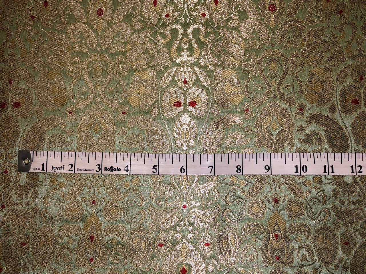 Brocade Heavy KING KHAB  Fabric  with white gold jacquard 44" wide available in 2 colors mint and silver blue BRO1077