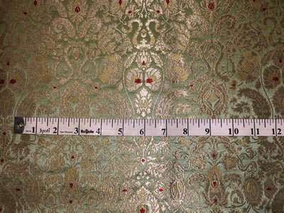 Brocade Heavy KING KHAB  Fabric  with white gold jacquard 44" wide available in 2 colors mint and silver blue BRO1077