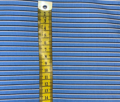 100% Cotton Poplin blue ,white and black stripes 58" wide [18528]