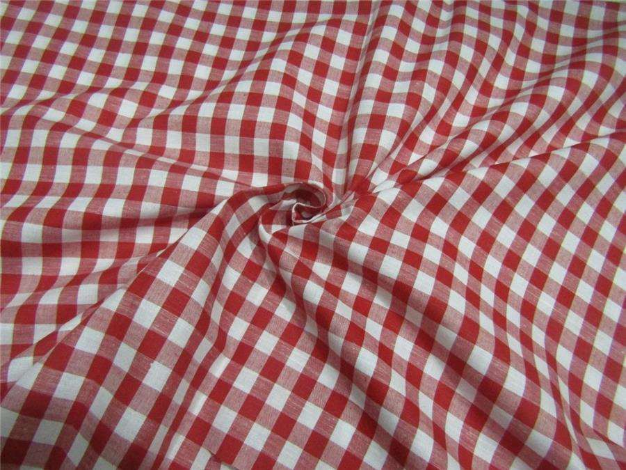 100% Cotton Yarn Dyed Checks red x white colour Mill Made 58&quot; wide