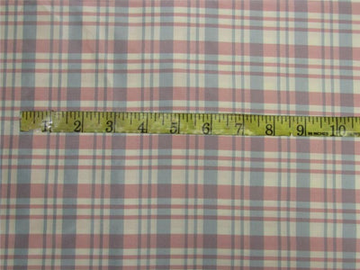 silk taffeta fabric Plaids pink / ivory / blue 54" wide TAF#C56[1]