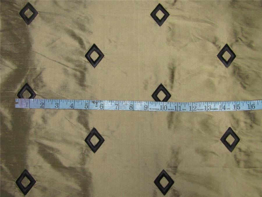 100% Silk Dupion Fabric Embroidery Gold x black color 54" WIDE DUP# E56[1]