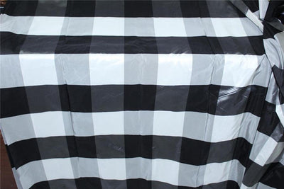 100% SILK TAFFETA Fabric Black and White Buffalo Check 54" wide TAFC58