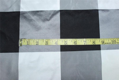 100% SILK TAFFETA Fabric Black and White Buffalo Check 54" wide TAFC58