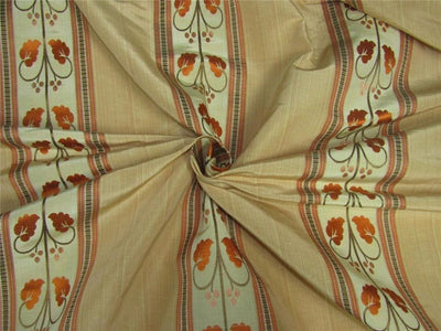 100% silk taffeta jacquard stripe gold X orange with brown color54" wide TAFSJ5