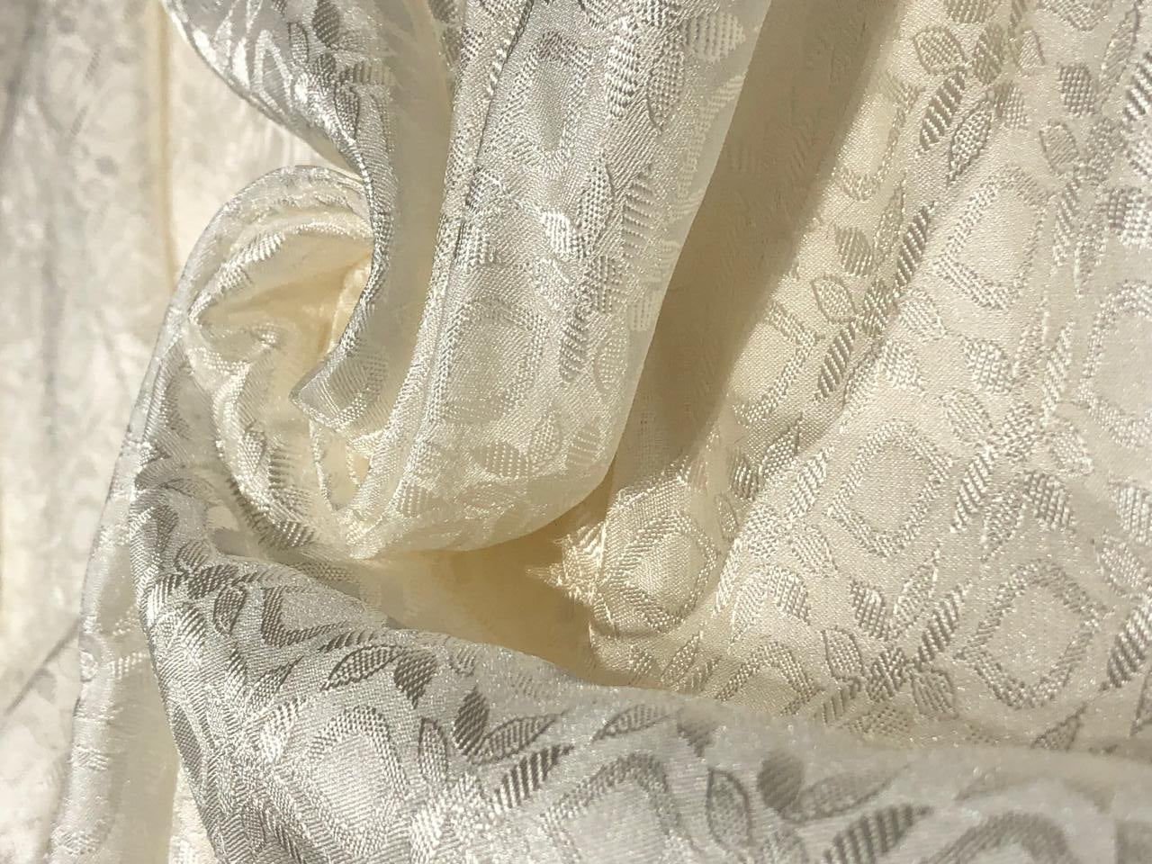 Silk Brocade fabric 44" self geometric  jacquard available in 4 colors pink ,olive , white ivory and lilac BRO1051