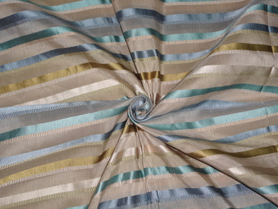 100%SILK TAFFETA FABRIC MULTI COLOUR WITH SATIN STRIPES 54" wide TafS123[2]