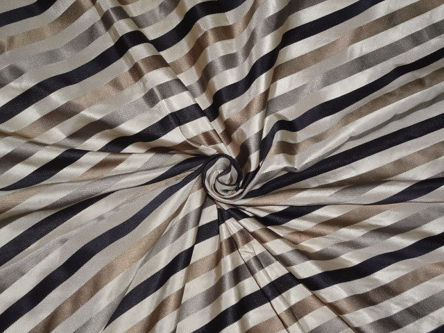 100% SILK TAFFETA FABRIC Olive,Grey,Dark Cream & Black COLOUR WITH SATIN STRIPES 54" wide Taf#S123[1]