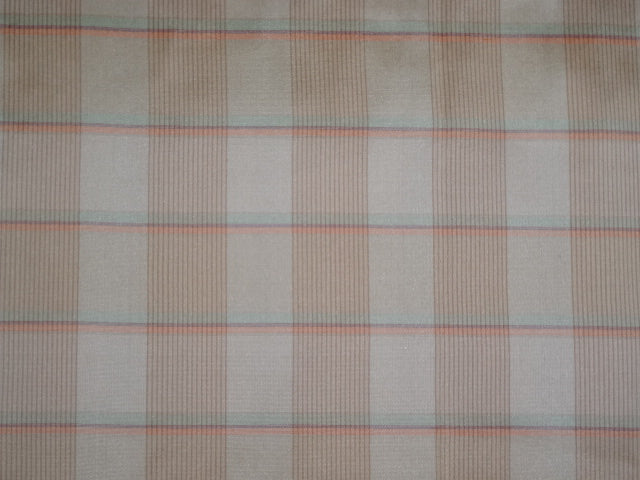 100% SILK DUPIONI FABRIC Red,Orange,Light Gold & Green COLOUR PLAIDS 44"wide DUP#C74[3]