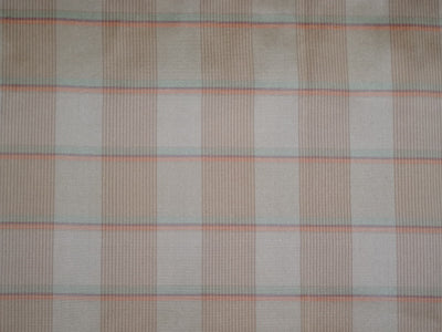 100% SILK DUPIONI FABRIC Red,Orange,Light Gold & Green COLOUR PLAIDS 44"wide DUP#C74[3]