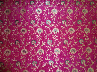 Silk x viscose & metallic fabric brocade/jacquard Pink,Green & Gold 54" WIDE BRO312[1]