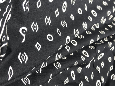Premium Viscose Rayon fabric black and white 58" wide ,has a 12"border at the bottom [17586]