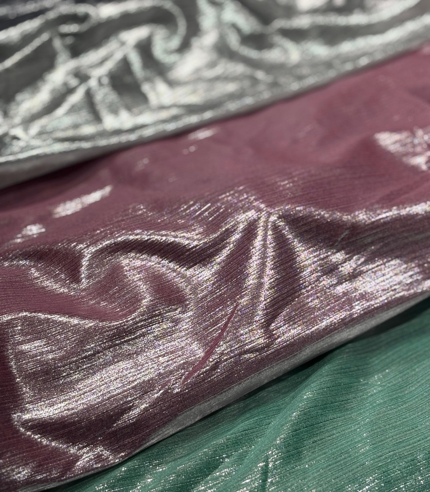 Metallic Lycra lurex fabric with subtle shimmer 58" Wide available in 7 colors black, bronze, magenta, mint ,candy pink, lilac and silver [17635/36/37/38/39/40/41]