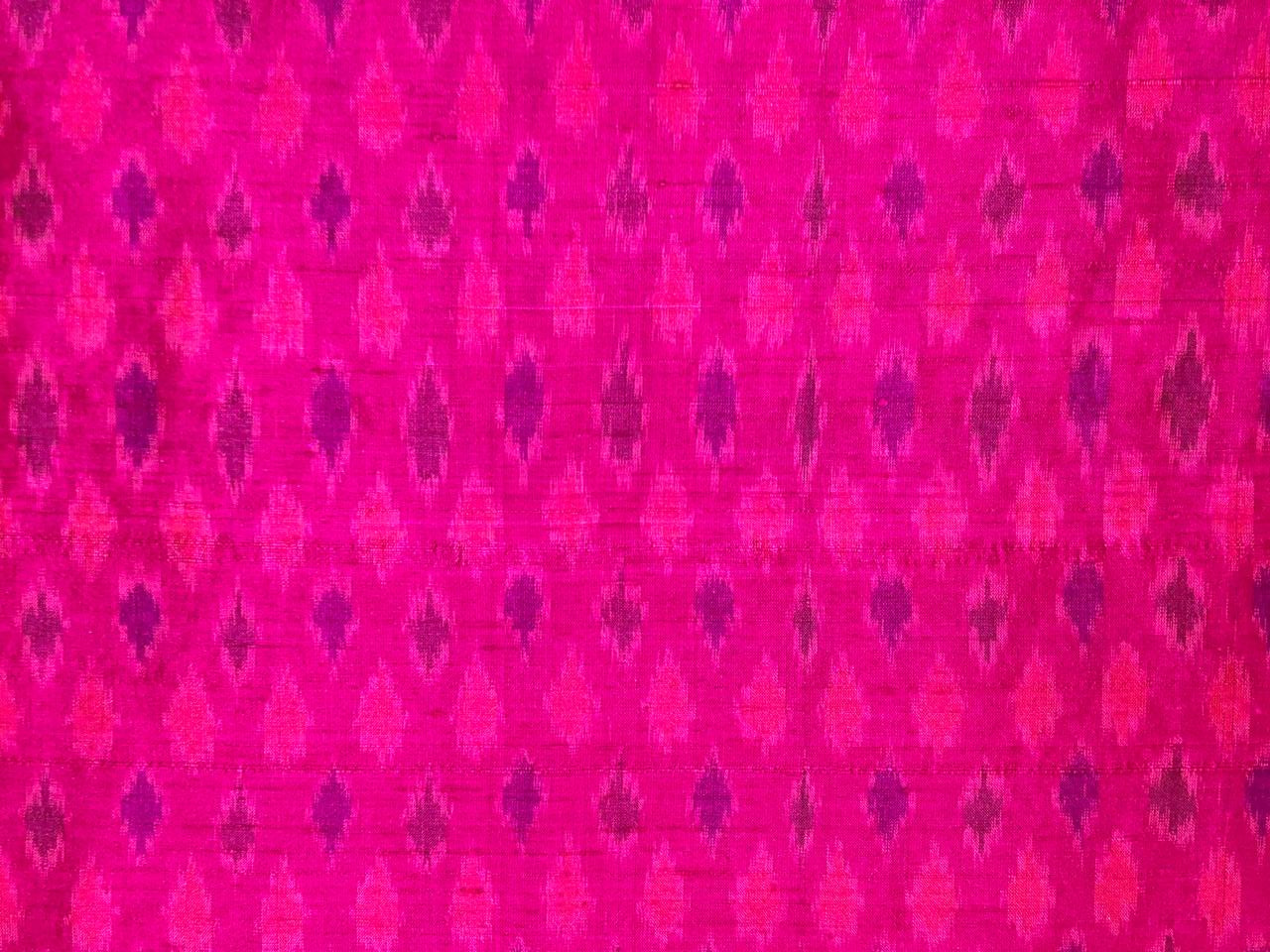 100% pure silk dupion ikat fabric pink color 44" wide available in 3 combinations