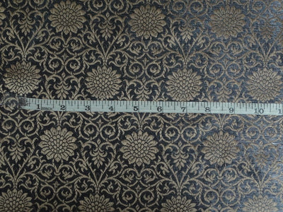 Spun Silk Brocade fabric Dark Silver Gold Color 44" WIDE BRO320[4]