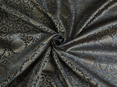 Spun Silk Brocade fabric Dark Silver Gold Color 44" WIDE BRO320[4]