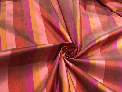 100% Pure Silk dupion  stripe running vertical [54" long stripes] available in 2 colors blues/greens and pinks DUPS72[1/2]