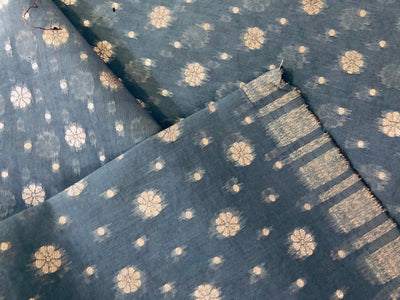 Silk Brocade fabric 44" wide blueish grey floral motif Jacquard BRO915[1]
