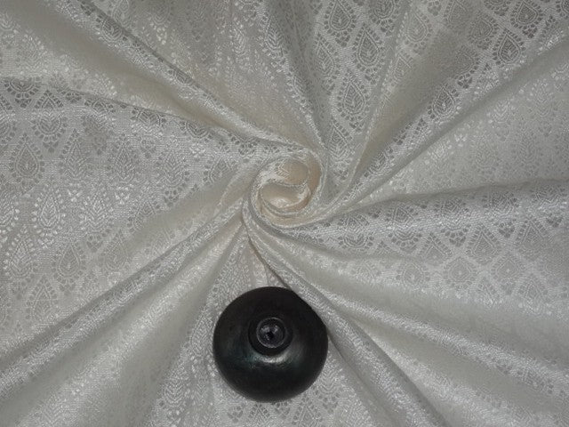 Spun Brocade fabric Ivory Color 44" wide BRO288[5]