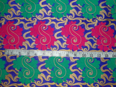 SILK BROCADE FABRIC Blue,Pink & Mustard Gold color 44" WIDE BRO325[1]