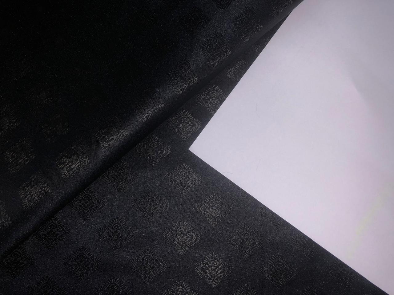 Silk Brocade fabric 44" wide BLACK SELF  MOTIFS BRO938[5]