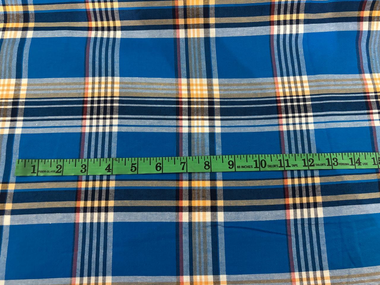 COTTON SHIRTING FABRIC-58" WIDE available in 3 styles multi blue plaids/blue pin stripes and grey stripes