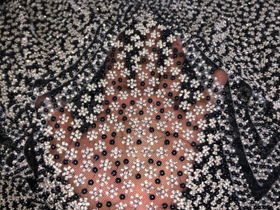 NET fabric with sequins and  pearls available in 2 colors black and white 56" wide [17807/08]