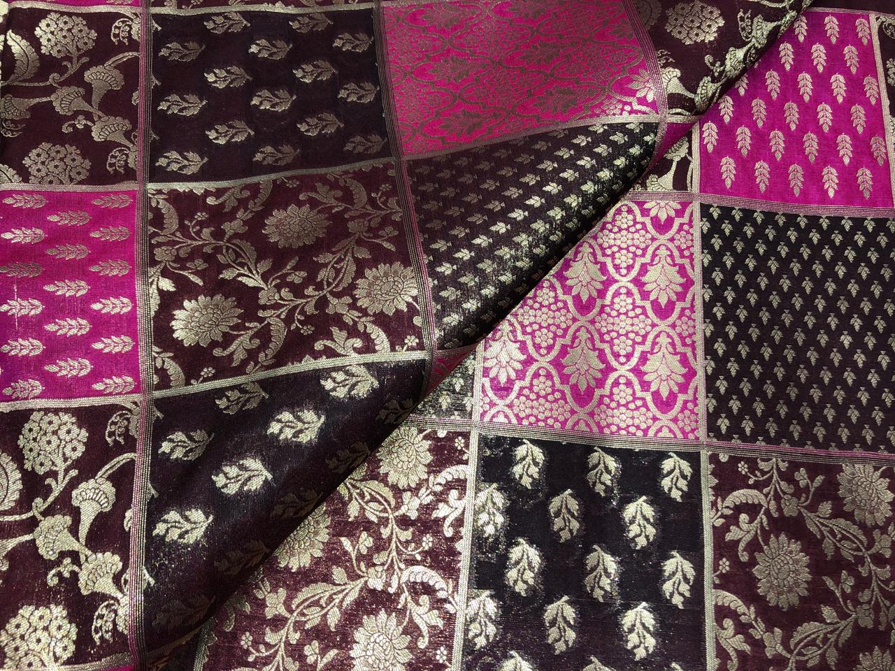 Silk Brocade fabric multi colour jacquard 44" wide BRO1071 available in 8 different color combinations[BRO1071[1-8]]