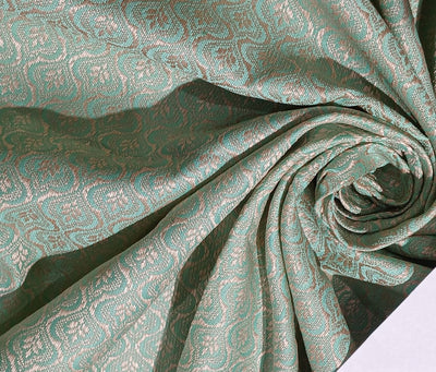 Silk Brocade fabric with leaf  jacquard available in3 colors sky blue , mint and lilac BRO990