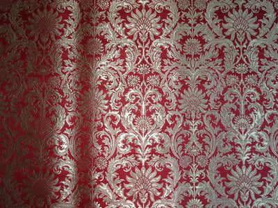 Silk Brocade heavy Fabric~Rusty Red & Metallic Gold colour 44" wide BRO342[5]