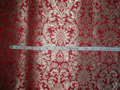 Silk Brocade heavy Fabric~Rusty Red & Metallic Gold colour 44" wide BRO342[5]