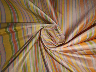 100% silk taffeta fabric multi colour stripes-superb 54" wide Taf#S113