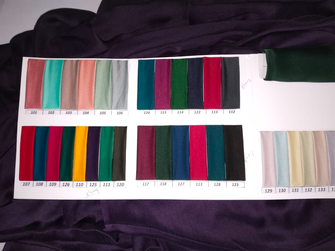 Polyester Satin Chiffon fabric 44" wide please give color code of choice