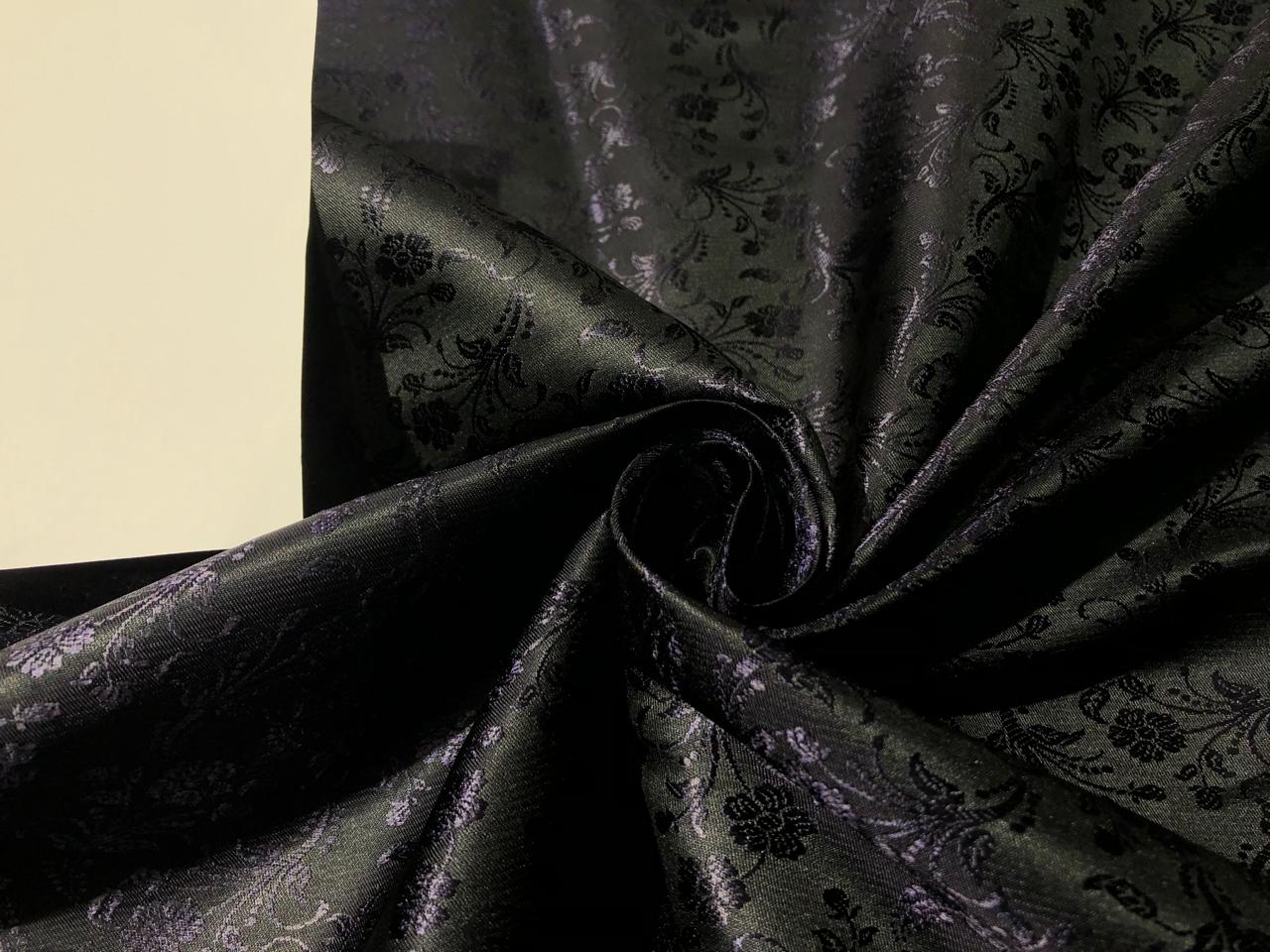 Silk Brocade  fabric~ satin 44" wide jacquard  MIDNIGHT BLUE VINE FLORALBRO996[3]