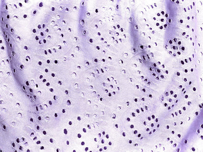 Knitted fabric with cutwork embroidery with slight stretch lilac color 58" wide [17626]