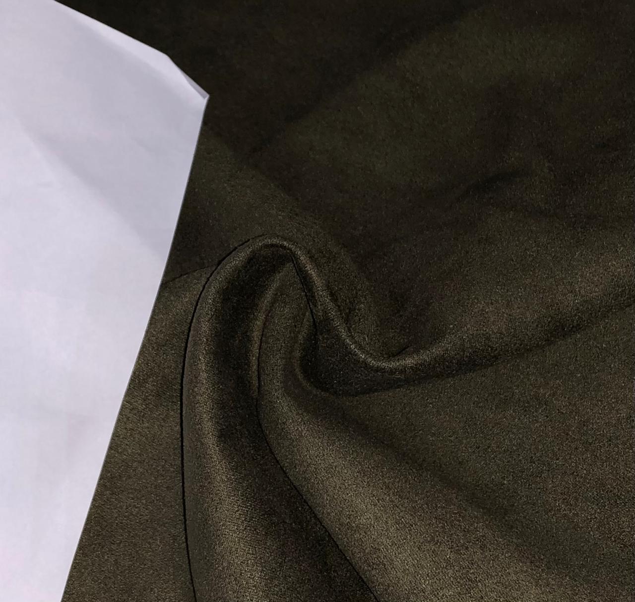 Scuba Suede Knit fabric 59" wide- fashion wear REVERSABLE MOSS BROWN COLOR AND BLACK [15941]