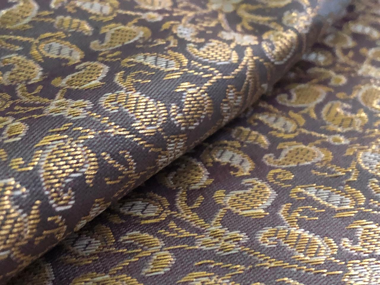 Silk Brocade fabric with subtle metallic gold jacquard available in 3 colors red , grey and burgandy  BRO989[4/5/6]