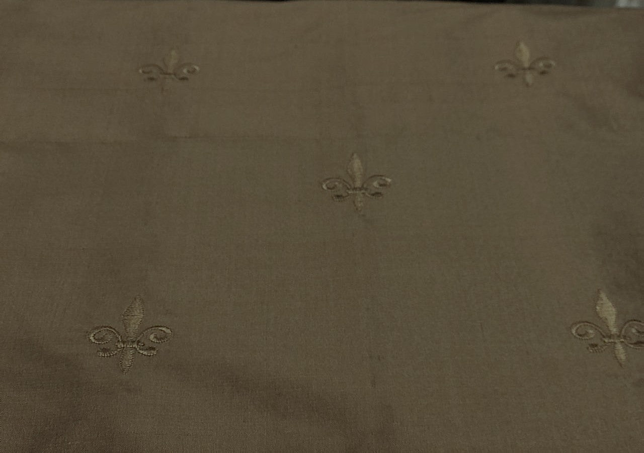 Silk dupioni embroidery  dull gold with gold motif DUPE48A