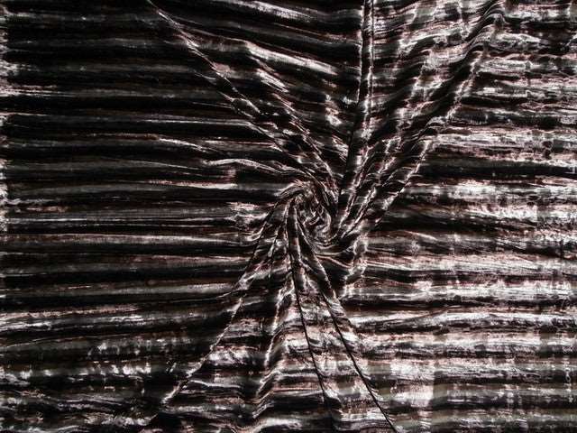 100% Crushed Velvet Brown Stripe Discharge Print Fabric ~ 44&quot; wide