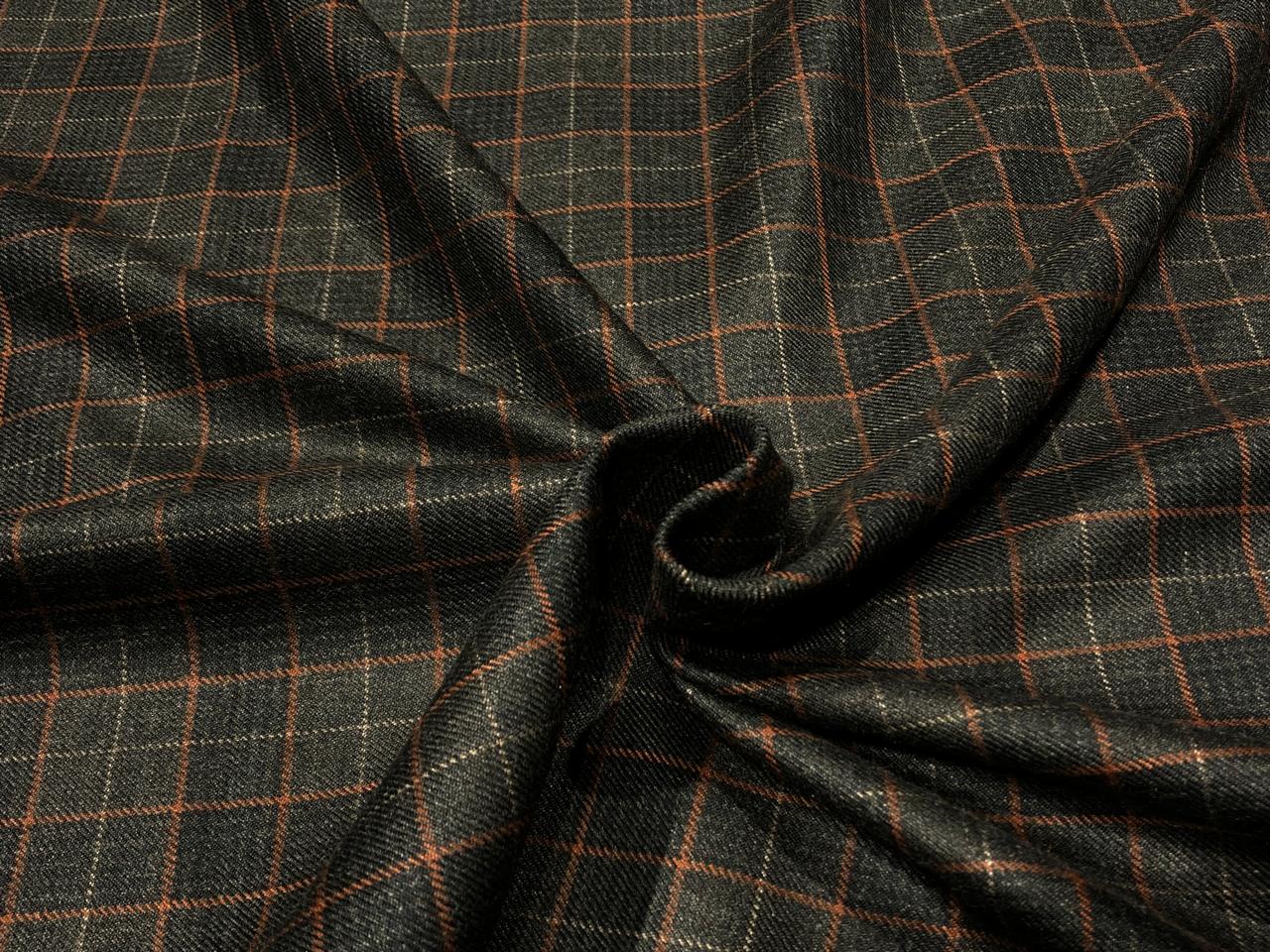 Tweed Suiting Blended With Viscose 58" wide plaids olive and tan [17602]