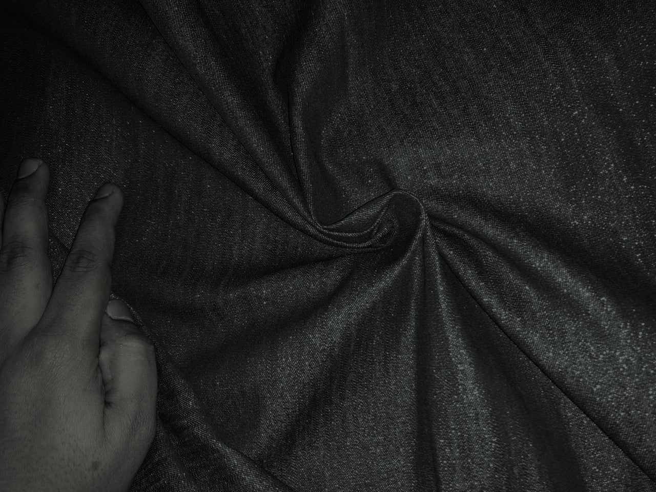 100% Cotton Denim Fabric 58" wide black  with gold SHIMMER [17214]