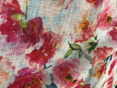 100% Cotton Linen digital print 44" wide FLORAL PRINT [17170]