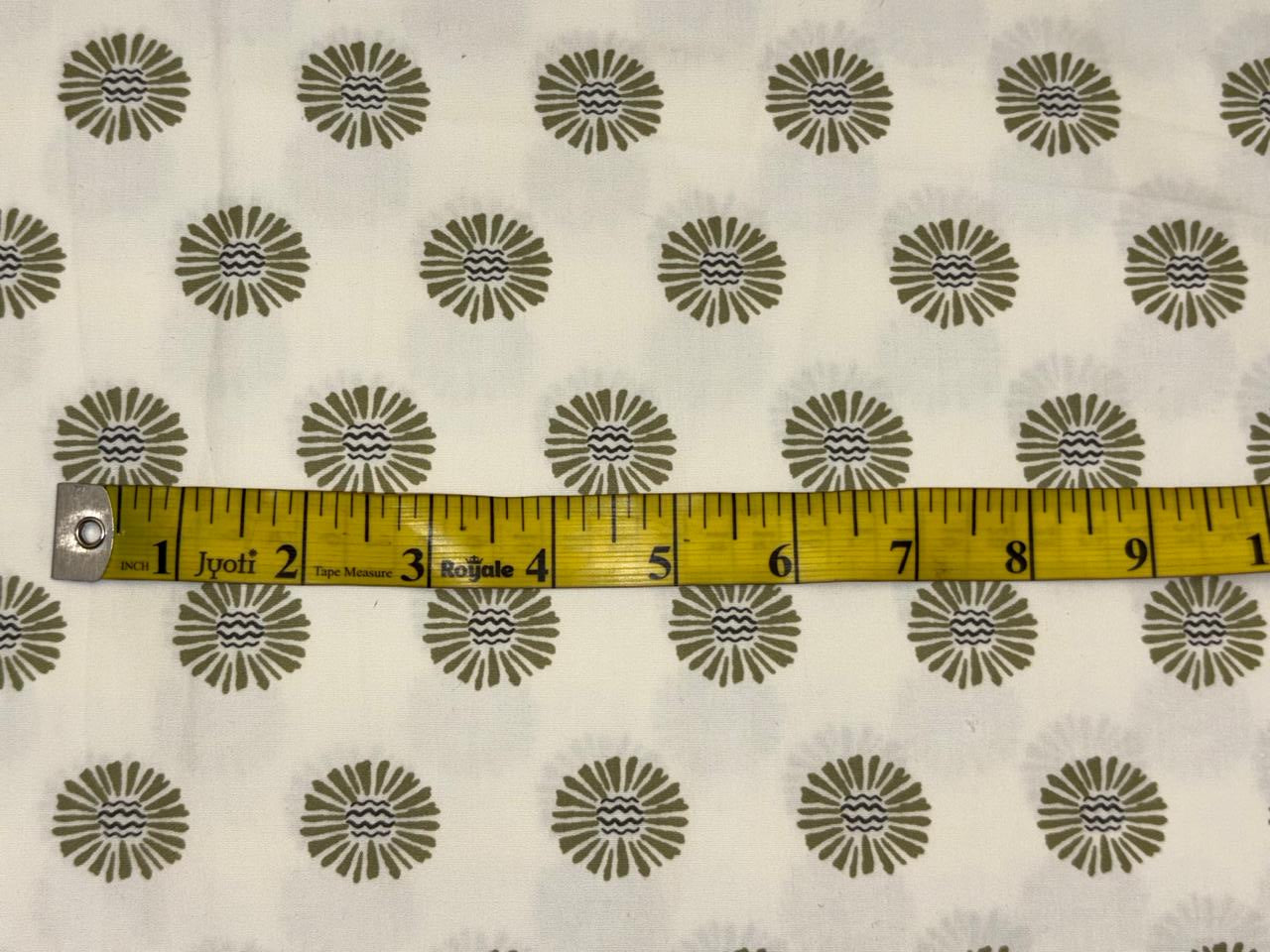 Cotton Suprima  fabric 147 cms wide white ivory with flower motif print [18523]