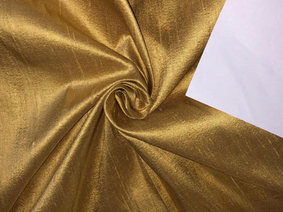 100% PURE SILK DUPIONI FABRIC GOLD [Metallic] color 54" wide WITH SLUBS MM127[2]