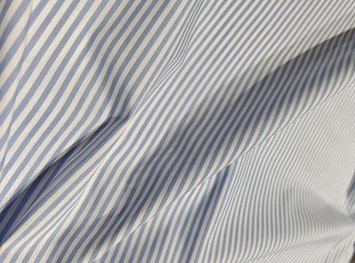 100% Cotton Poplin  Millmade Yarn dyed Cotton poplin blue /white stripes lycra 50 inches wide [17233]